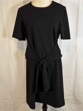 Donna Morgan Black Midi Dress with Front Tie